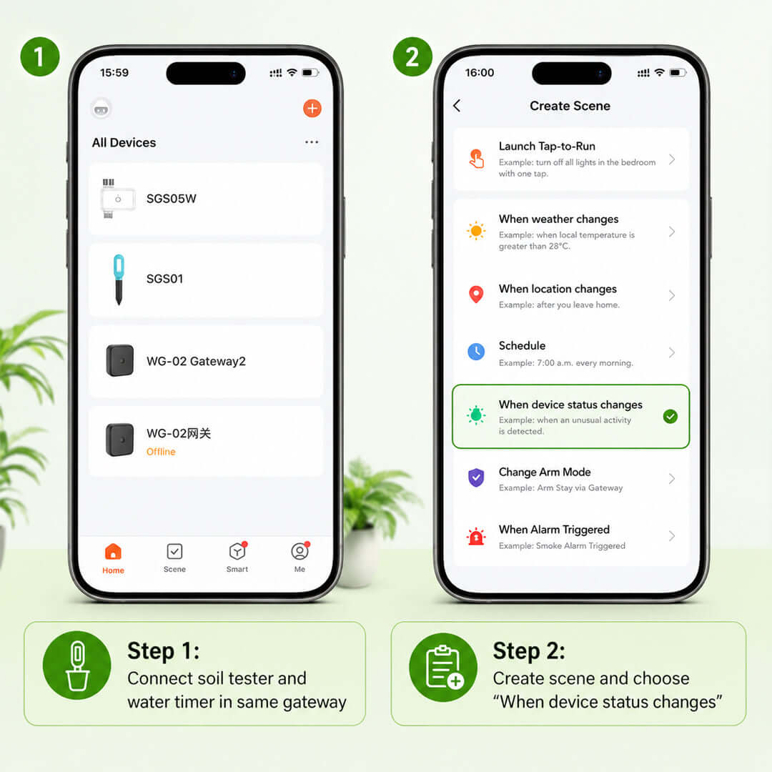 Smart soil sensor for plants connected to smartphone